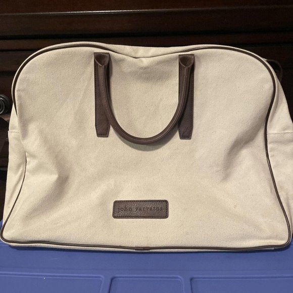 John Varvatos Canvas Crossbody Messenger Travel Weekend Carryon Bag - Picture 1 of 7